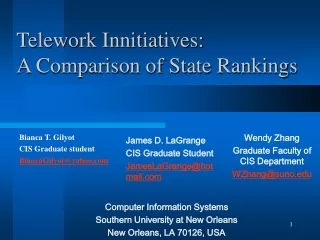 Telework Innitiatives:  A Comparison of State Rankings