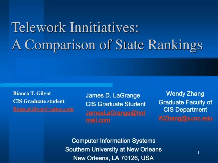 telework innitiatives a comparison of state rankings