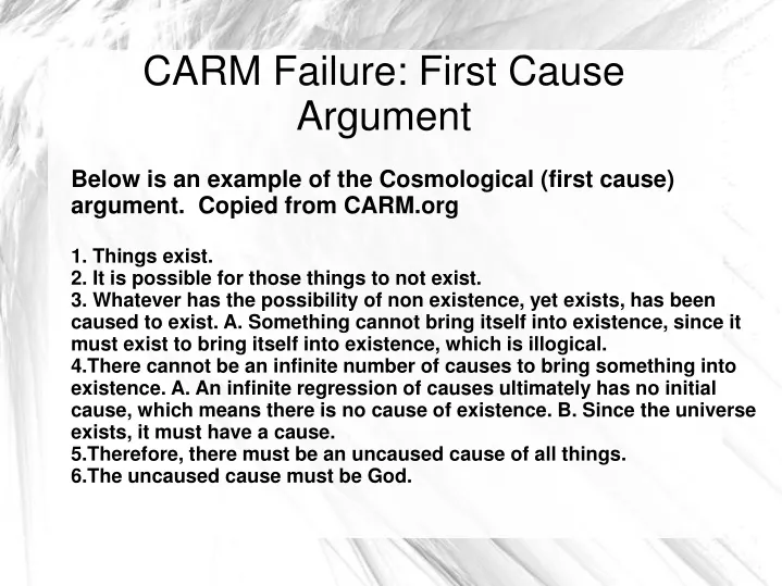 carm failure first cause argument