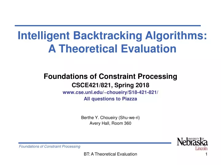 intelligent backtracking algorithms a theoretical