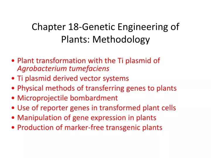 chapter 18 genetic engineering of plants methodology