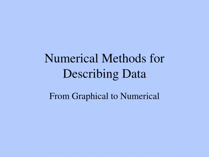 numerical methods for describing data