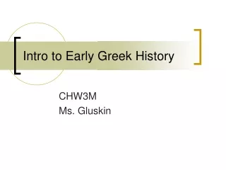 Intro to Early Greek History