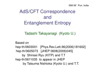 AdS/CFT Correspondence  and  Entanglement Entropy