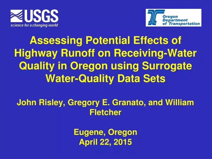 assessing potential effects of highway runoff