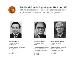 The Nobel Prize in Physiology or Medicine 1978