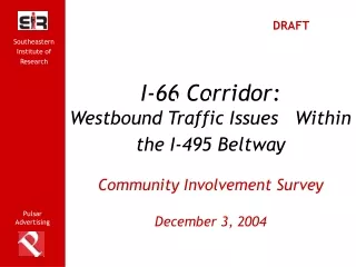 I-66 Corridor:  Westbound Traffic Issues   Within the I-495 Beltway Community Involvement Survey