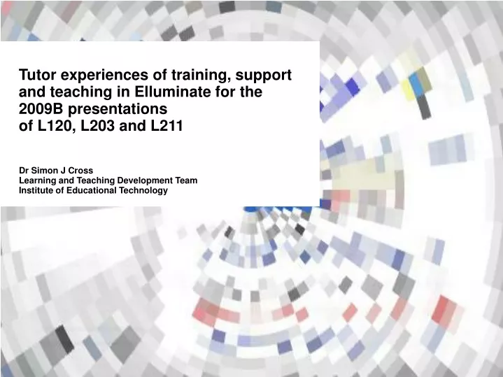 tutor experiences of training support