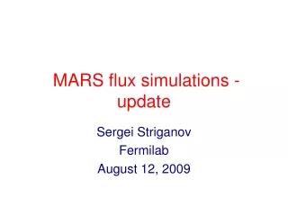 MARS flux simulations - update