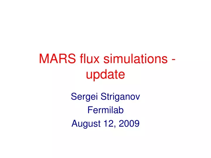 mars flux simulations update