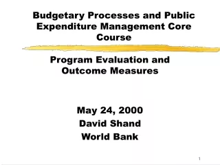 Budgetary Processes and Public Expenditure Management Core Course