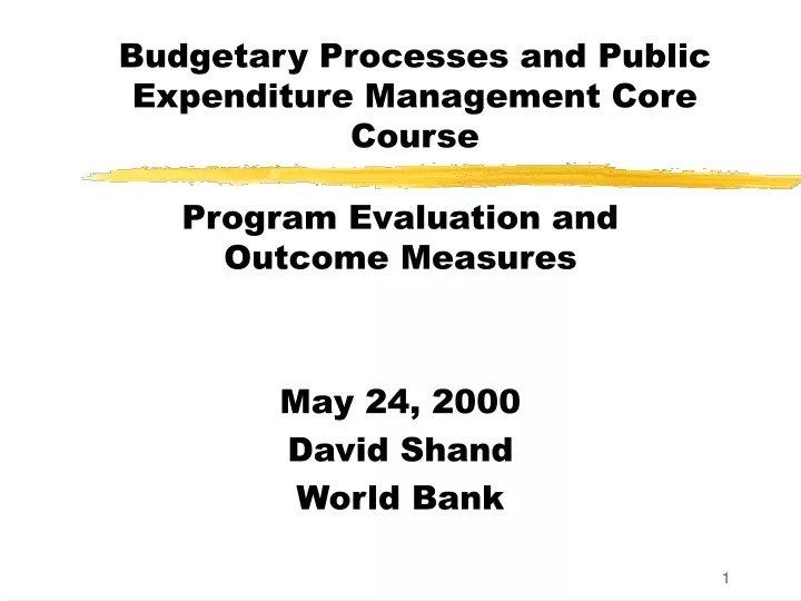 budgetary processes and public expenditure management core course