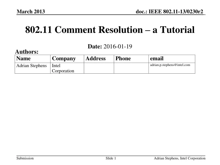802 11 comment resolution a tutorial
