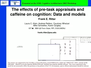 The effects of pre-task appraisals and caffeine on cognition: Data and models