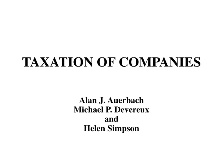 taxation of companies
