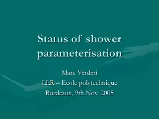 Status of shower parameterisation