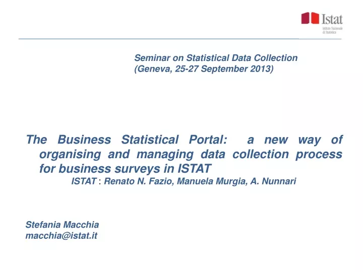 seminar on statistical data collection geneva