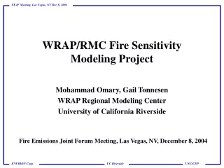 WRAP/RMC Fire Sensitivity Modeling Project