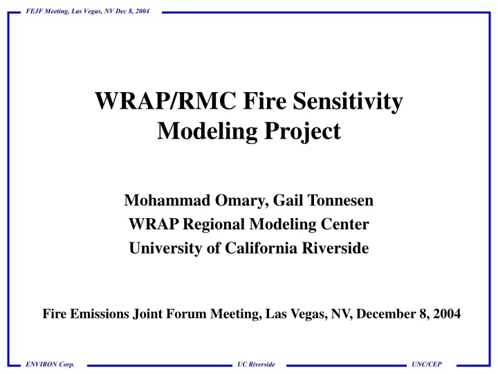 wrap rmc fire sensitivity modeling project