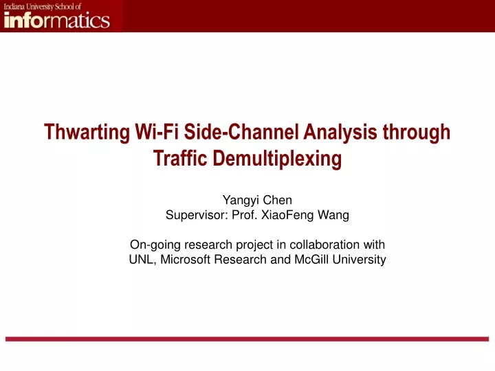 thwarting wi fi side channel analysis through