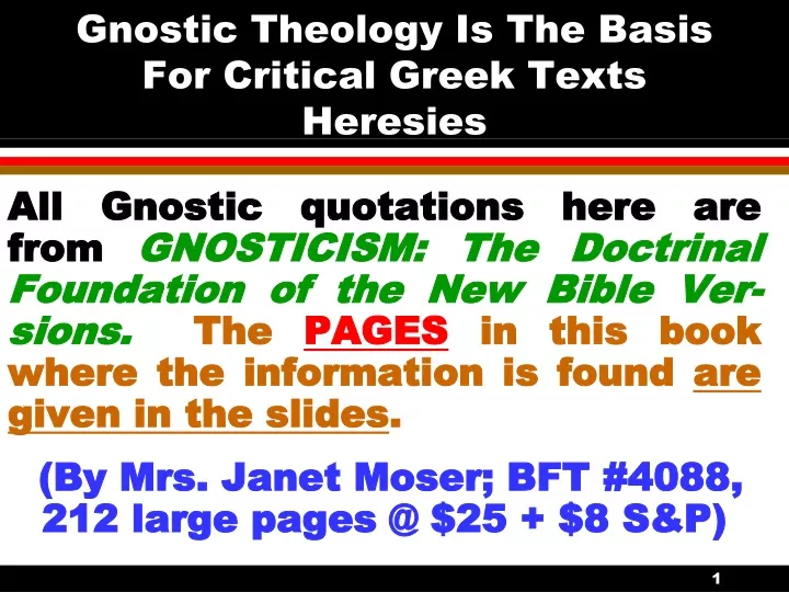 gnostic theology is the basis for critical greek texts heresies