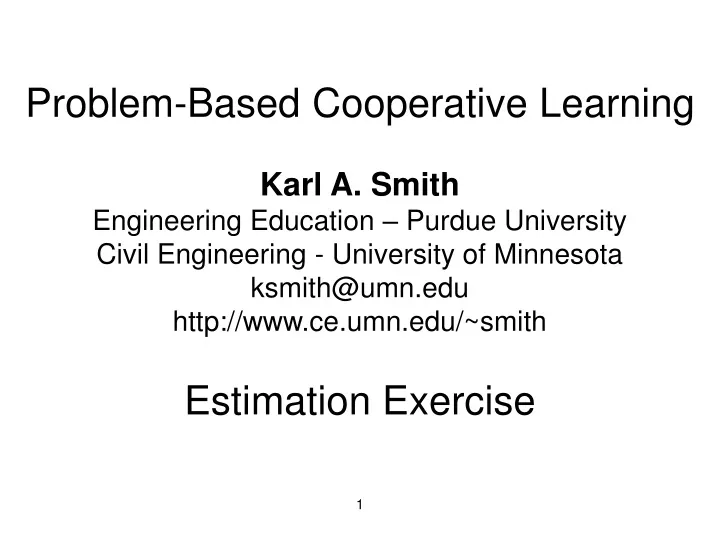 problem based cooperative learning karl a smith