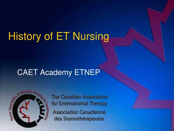 history of et nursing