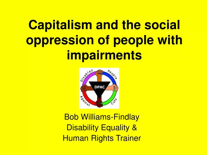 capitalism and the social oppression of people with impairments