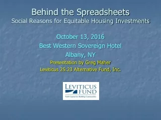 Behind the Spreadsheets Social Reasons for Equitable Housing Investments