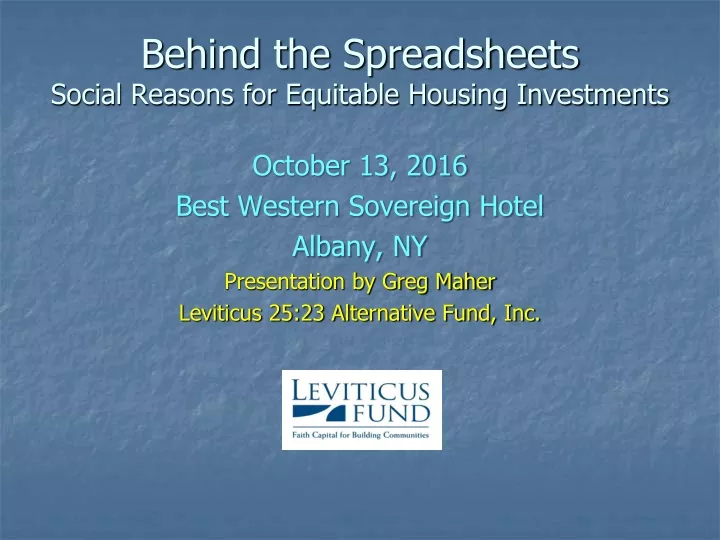 behind the spreadsheets social reasons for equitable housing investments
