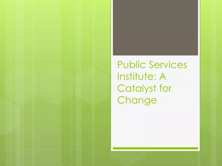 public services institute a catalyst for change