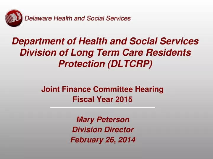 department of health and social services division of long term care residents protection dltcrp