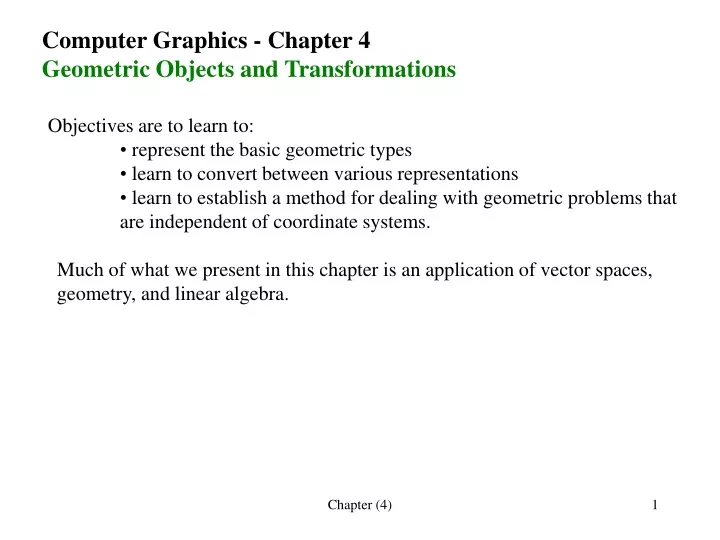 computer graphics chapter 4 geometric objects