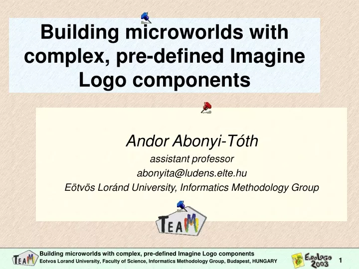 building microworlds with complex pre defined imagine logo components
