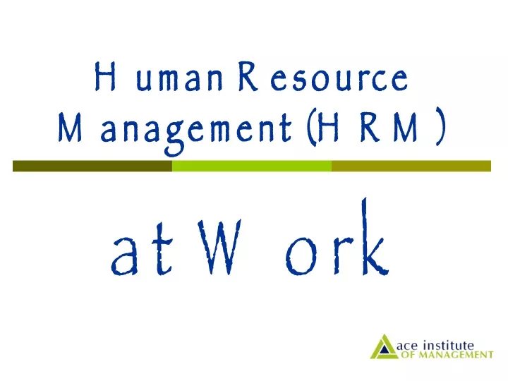 human resource management hrm at work