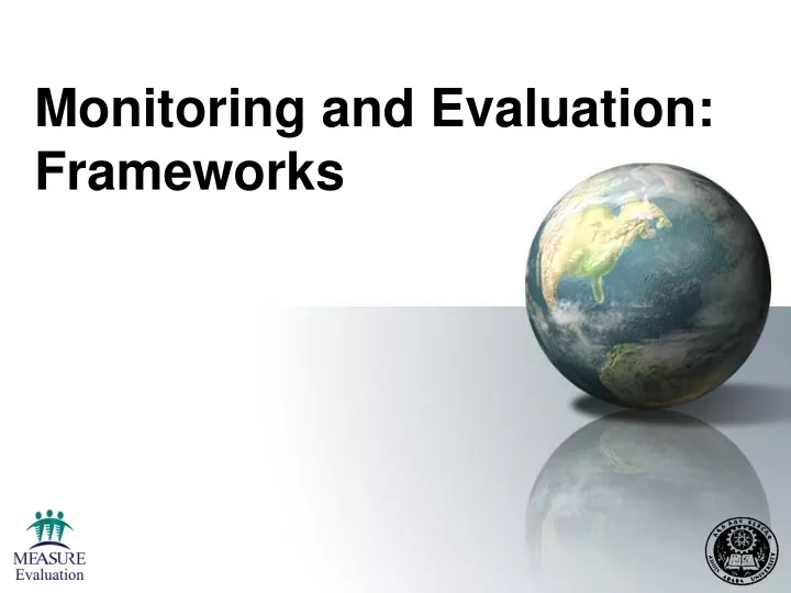 monitoring and evaluation frameworks