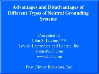 Advantages and Disadvantages of Different Types of Neutral Grounding Systems