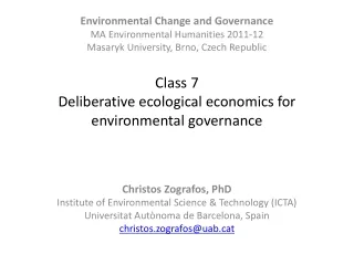 Class 7  Deliberative ecological economics for environmental governance