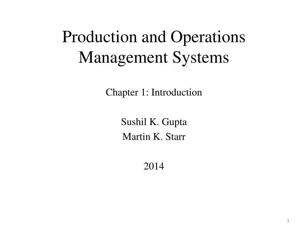 PPT - Production and Operations Management Systems PowerPoint ...