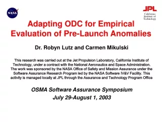 Adapting ODC for Empirical Evaluation of Pre-Launch Anomalies