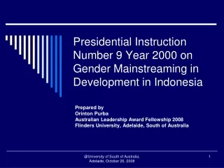 Presidential Instruction Number 9 Year 2000 on Gender Mainstreaming in Development in Indonesia