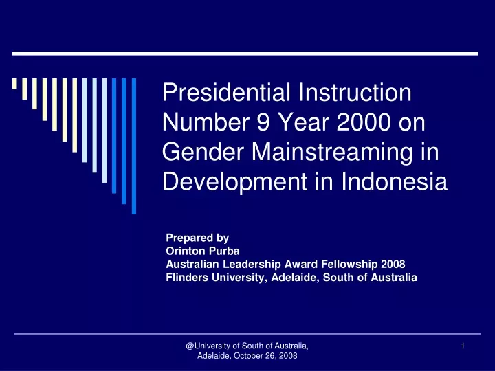 presidential instruction number 9 year 2000 on gender mainstreaming in development in indonesia