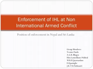 Enforcement of IHL at Non International Armed Conflict