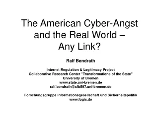 The American Cyber-Angst and the Real World –  Any Link?
