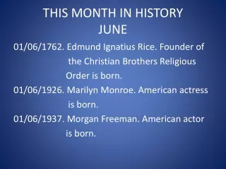 THIS MONTH IN HISTORY JUNE