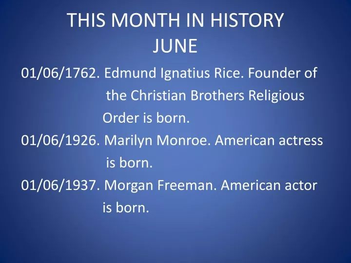 this month in history june