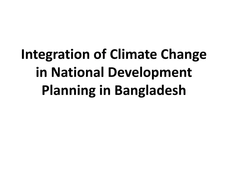 integration of climate change in national