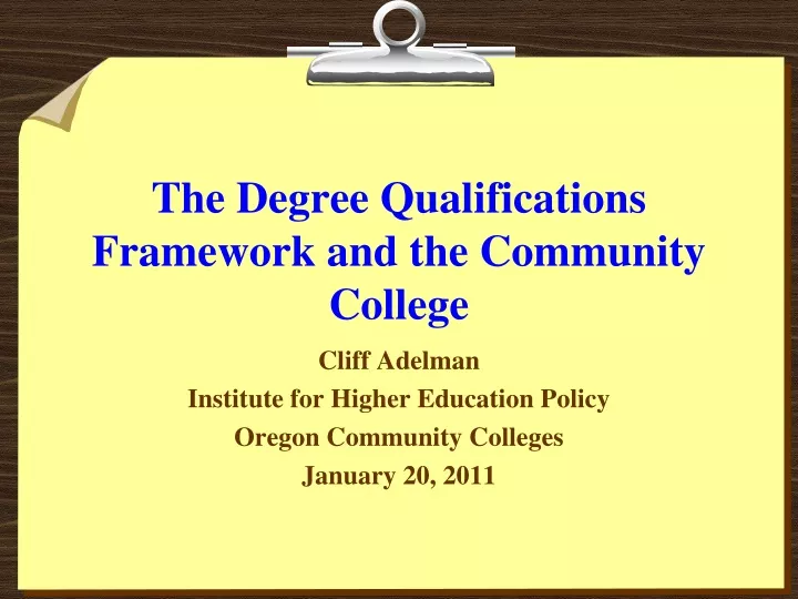 the degree qualifications framework and the community college