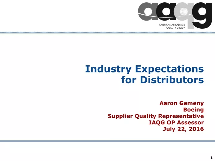 industry expectations for distributors