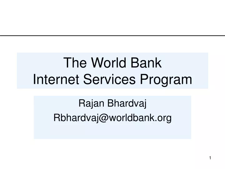 the world bank internet services program